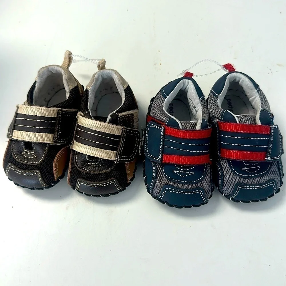 Pediped Adrian Soft Sole Infant Boy Loafer Infant 0-6 months Navy Brown